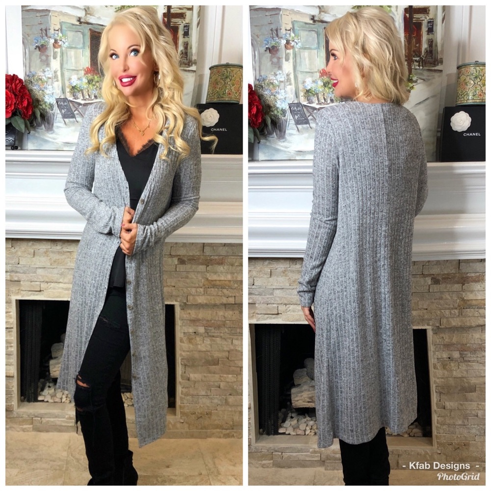 ❤️LAST 1! Longline Ribbed Button Down Slim Fit Cardigan! - Picture 6 of 6
